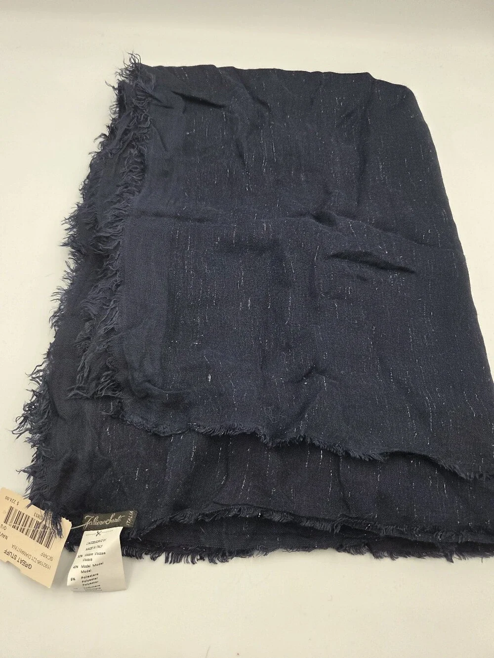 NWT Faliero Sarti Navy Metallic Diamantina Scarf.